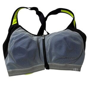 VSX Sport Bra Front Zip Padded High Impact Cross‎ Back Activewear 34DDD